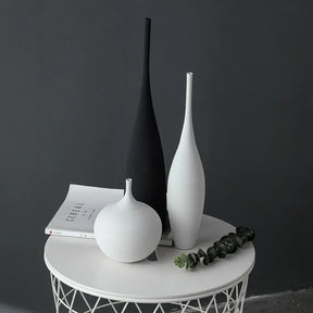 Black and White Ceramic Vase Simple Creative Design Handmade Art Decoration Living Room Flower Vase Decoration Home Decore