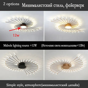 LED Creative Ceiling Light Chandelier Firework Shape Home Decor Ceiling Lamps Living Dining Room Bedroom Indoor Lighting Kitchen