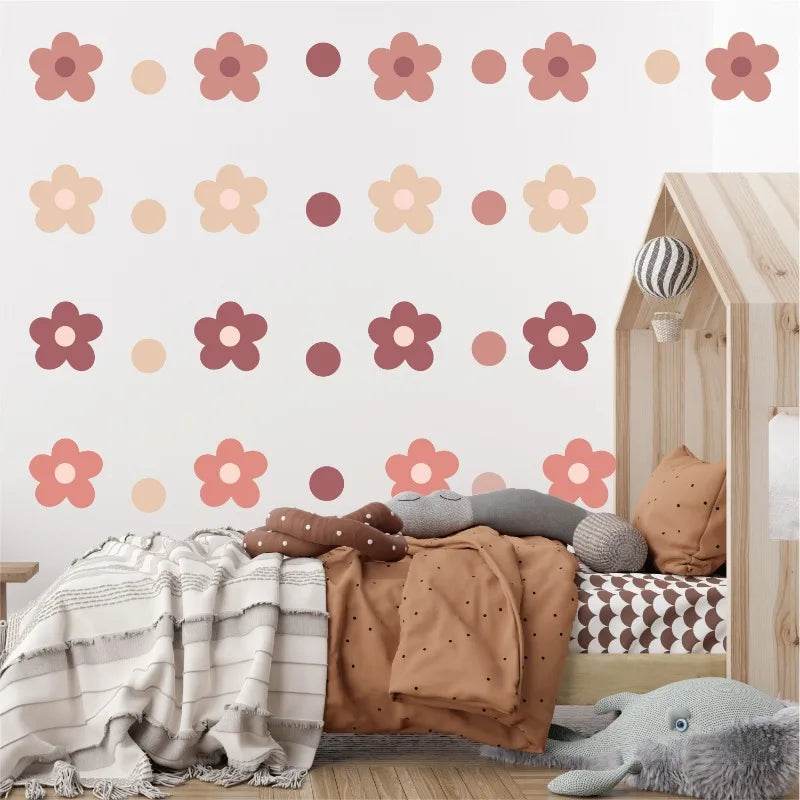 Colorful Boho Daisy Flower Wall Stickers for Kids Room Decor Removable Vinyl Flowers Wall Decals DIY Kids Room Decoration