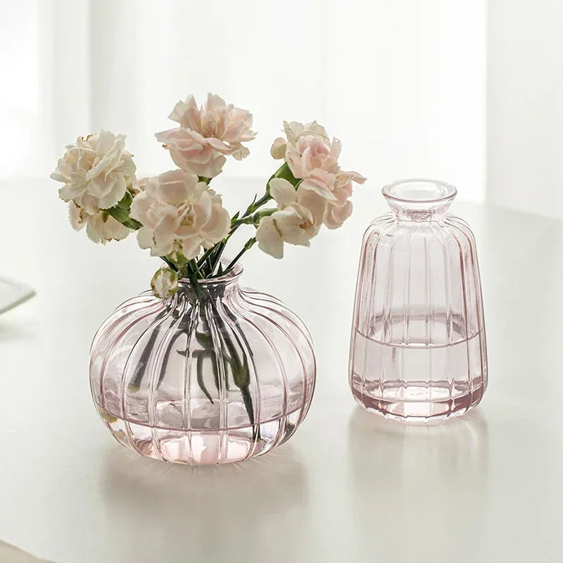 Creative Flower Bottle Modern Mini Glass Vase Transparent Flowers Bud Vase Home Plants Pot Living Room Decor Table Ornaments