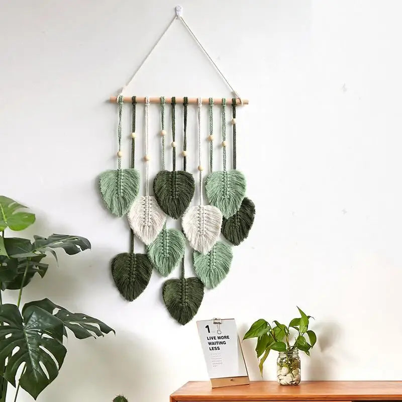 Boho Hand Woven Wall Decoration Leaf Macrame Wall Hanging Tapestry Nordic Minimalist Home Decor Ornaments NEW Home Gift