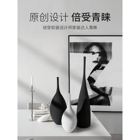 Black and White Ceramic Vase Simple Creative Design Handmade Art Decoration Living Room Flower Vase Decoration Home Decore