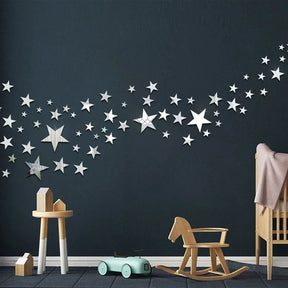 40/20PCS Acrylic Star Mirror Wall Sticker Reflective Waterproof Mirror Stickers Living Room Bedroom Background Wall Home Decor