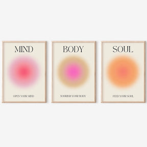 Mind Body Soul Print Positive Aura Energy Poster Trendy Gradient Spiritual Wall Art Canvas Painting for Living Room Home Decor